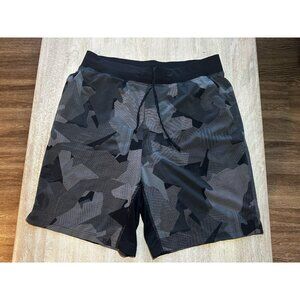 Lululemon T.H.E. Linerless Short 9" Geometric Pattern Gray Black Men's Medium